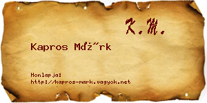 Kapros Márk névjegykártya
