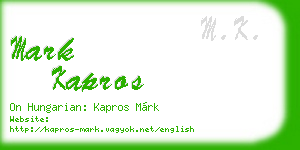 mark kapros business card
